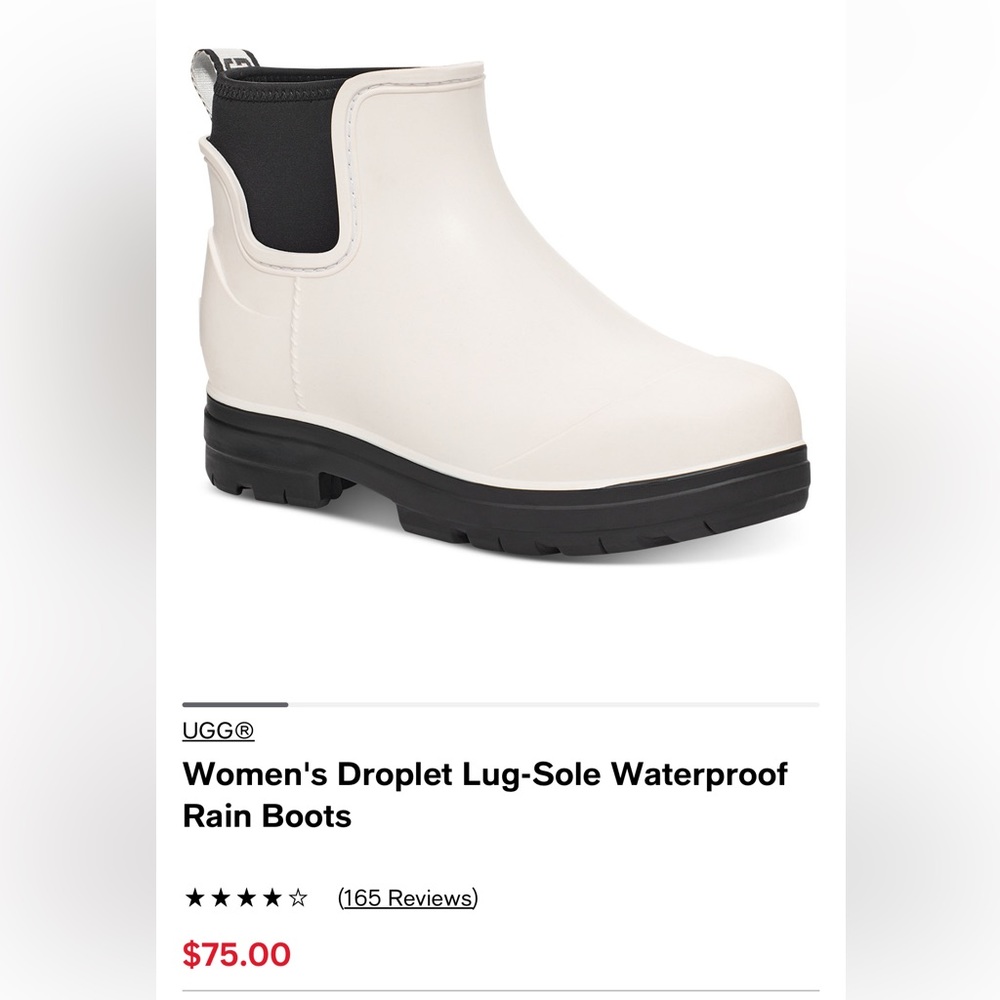 Womens Ugg droplet lug-sole droplet waterproof rain boot size 7